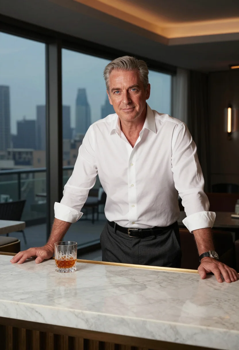 AI penthouse terrace sample — portrait of a man, half-length portrait of a Western-Europea