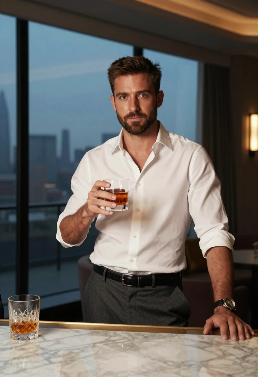AI penthouse terrace sample — portrait of a man, tight half-length portrait of a Western-E