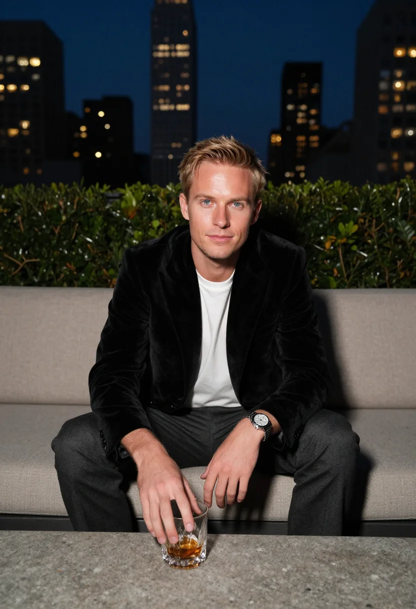 AI penthouse terrace sample — portrait of a man, half-length portrait of a Nordic man in h