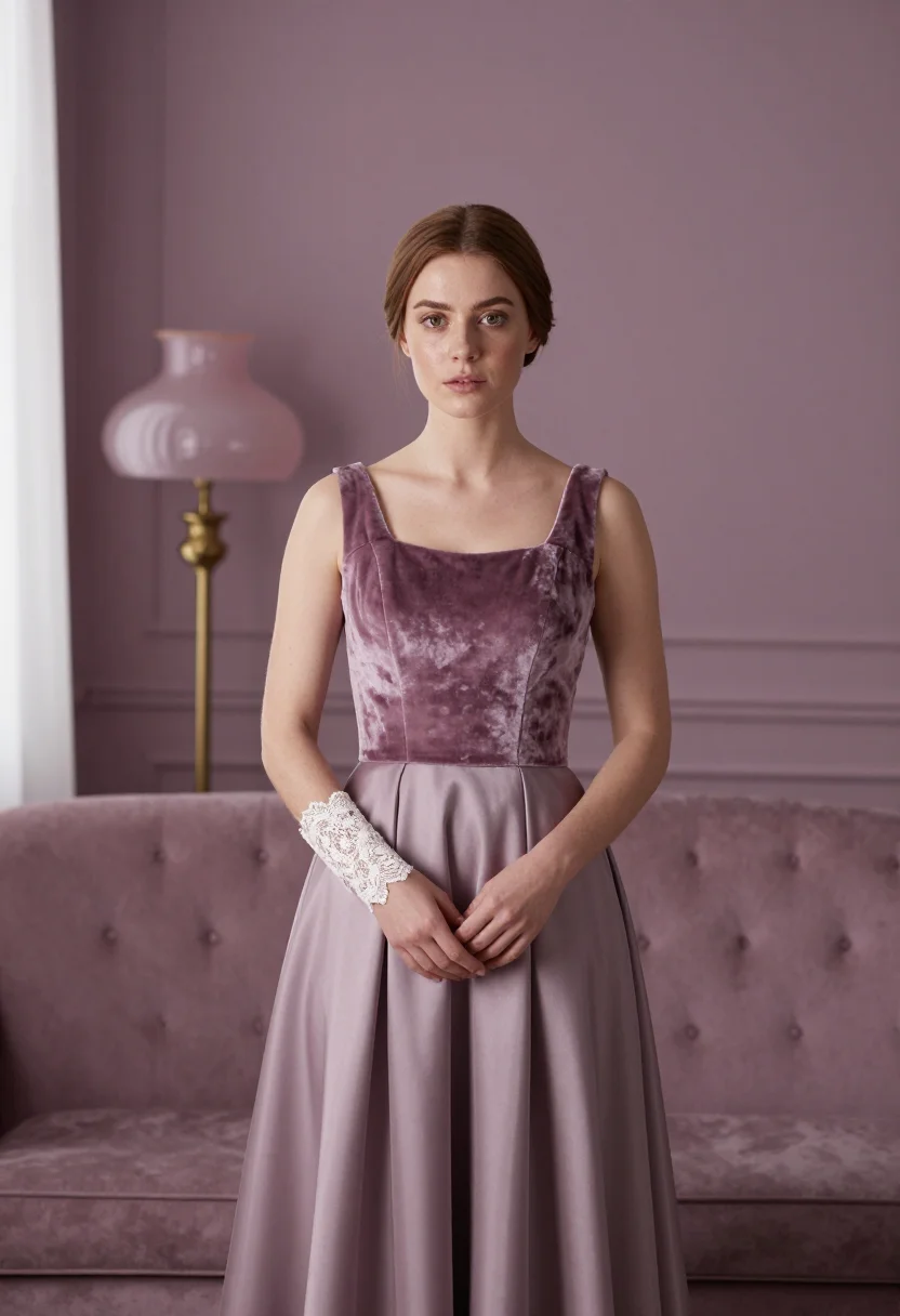 AI perkin mauve sample — portrait of a woman, a woman in her thirties with warm ivory