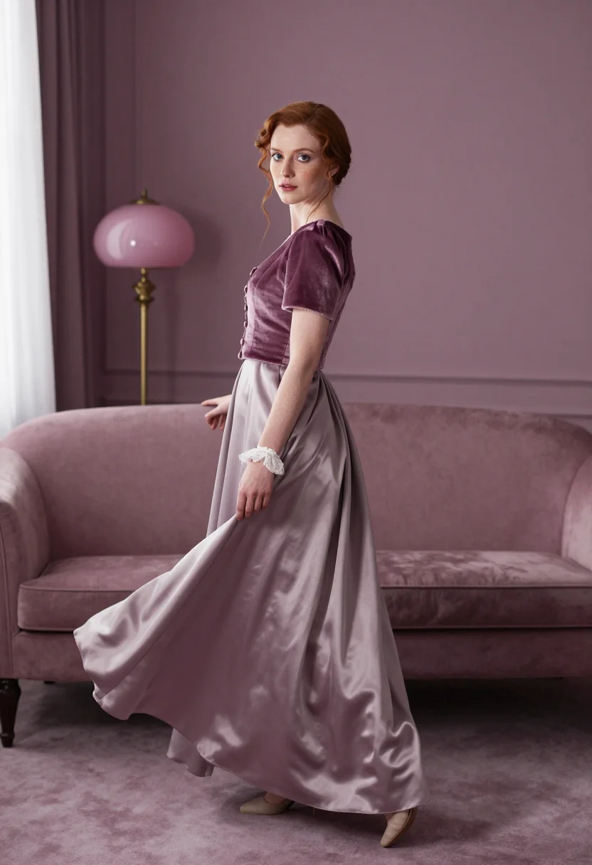 AI perkin mauve sample — portrait of a woman, a woman in her mid-twenties with pale f