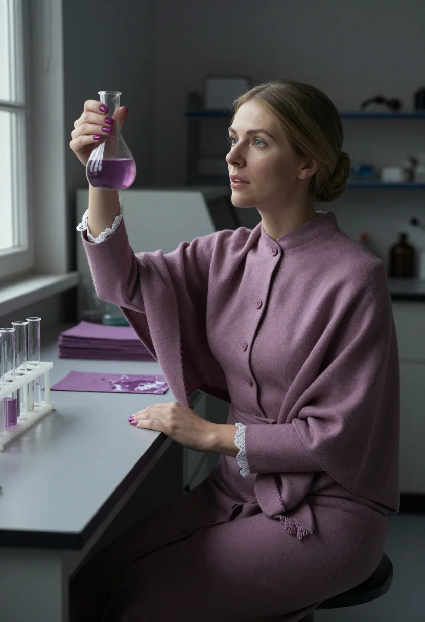 AI perkin mauve sample — portrait of a woman, a woman in her thirties with fair skin,