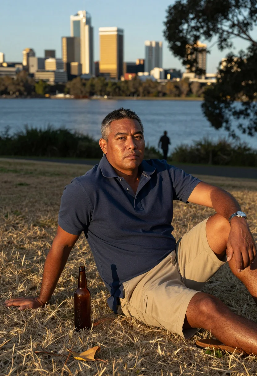 AI perth fifo sample — portrait of a man, half-length portrait of a Maori man in hi