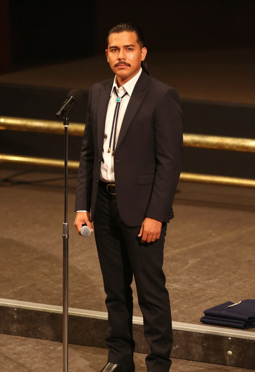 AI peso pluma corridos sample — portrait of a man, three-quarter-length portrait of a Mexica