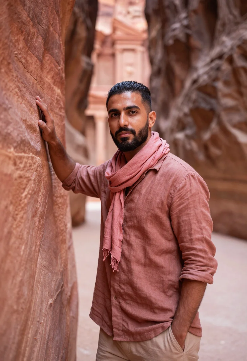AI petra november rose sample — portrait of a man, chest-up portrait of a Jordanian man in h