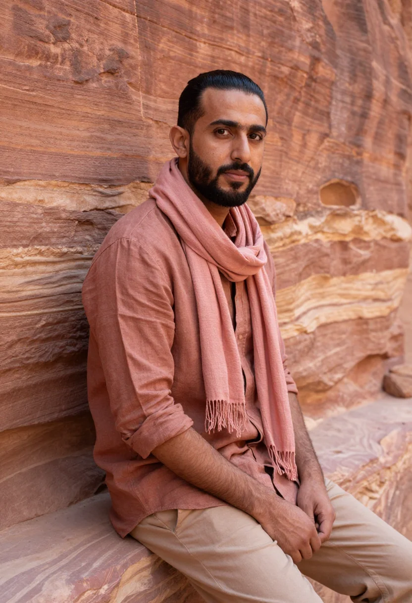 AI petra november rose sample — portrait of a man, half-length portrait of a Jordanian man i