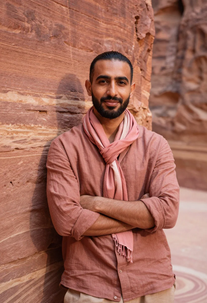AI petra november rose sample — portrait of a man, chest-up portrait of a Jordanian man in h