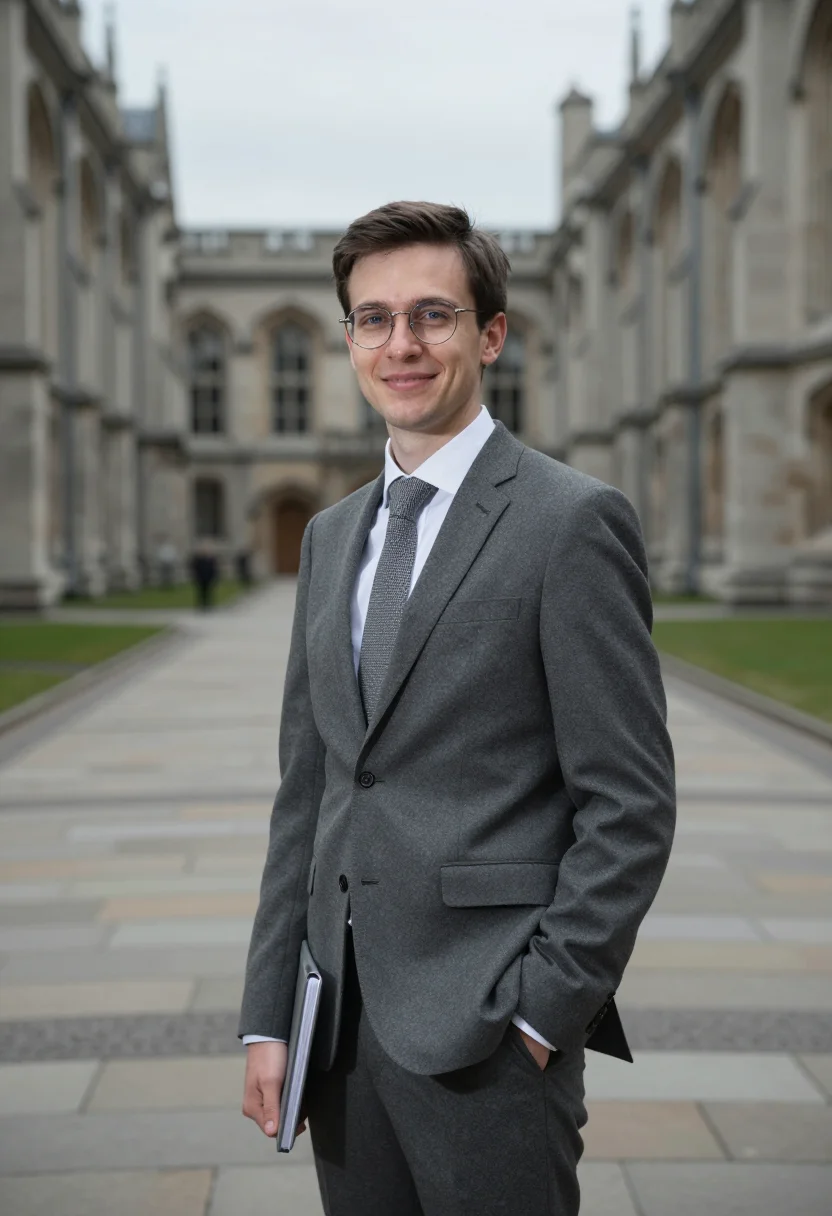 AI phd viva november grey sample — portrait of a man, framed half-length from the waist up, the