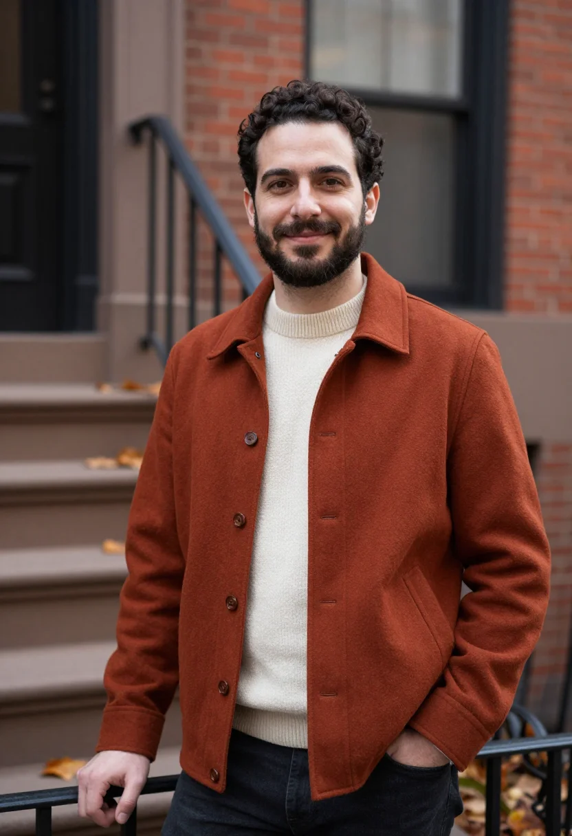 AI philadelphia rittenhouse november brick sample — portrait of a man, framed half-length from the head to the h