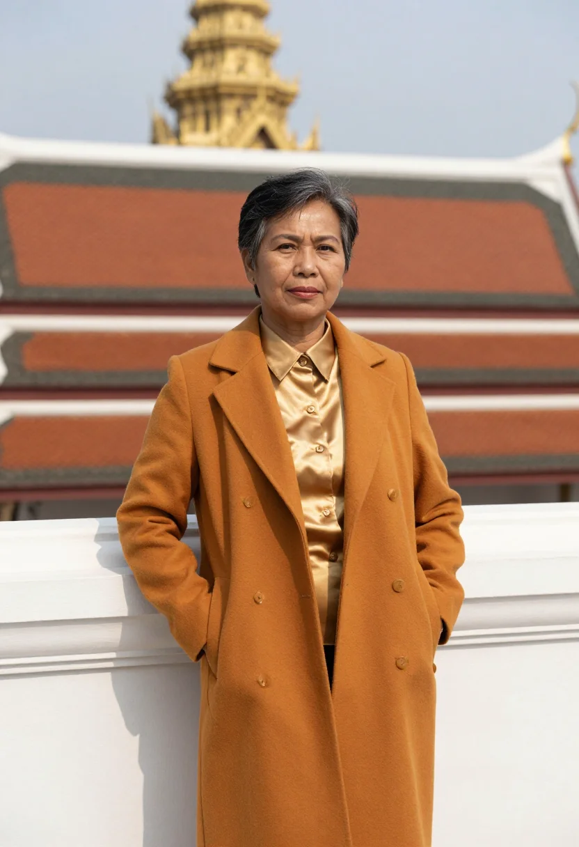AI phnom penh palace conservator gold saffron sample — portrait of a woman, half-length portrait of a Khmer woman i