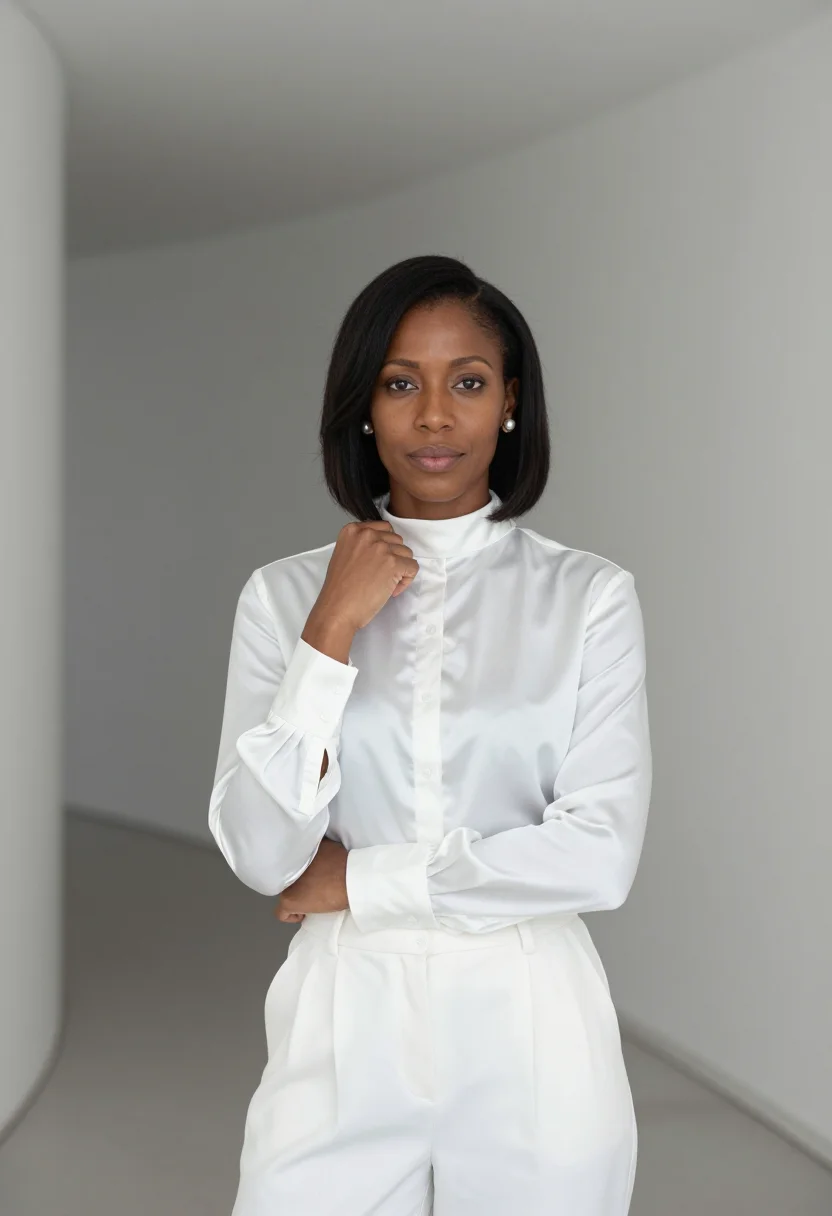 AI pianist elbphilharmonie white sample — portrait of a woman, chest-up portrait of a pianist, a Black