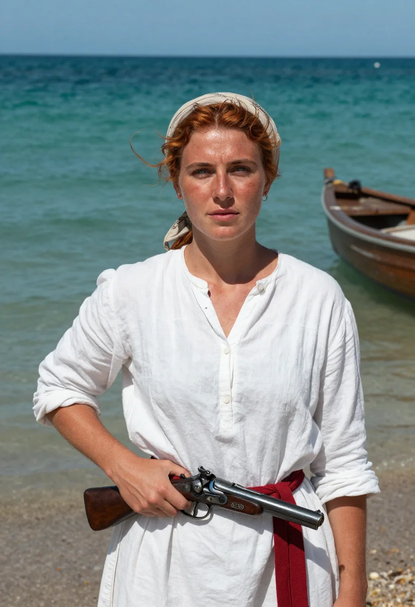 AI pirate queen sample — portrait of a woman, close portrait of an Irish woman in her