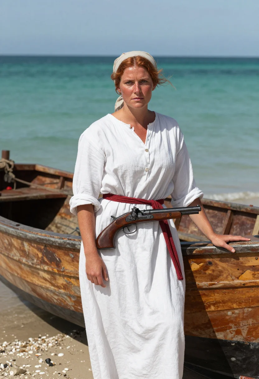 AI pirate queen sample — portrait of a woman, three-quarter-length portrait of an Iri
