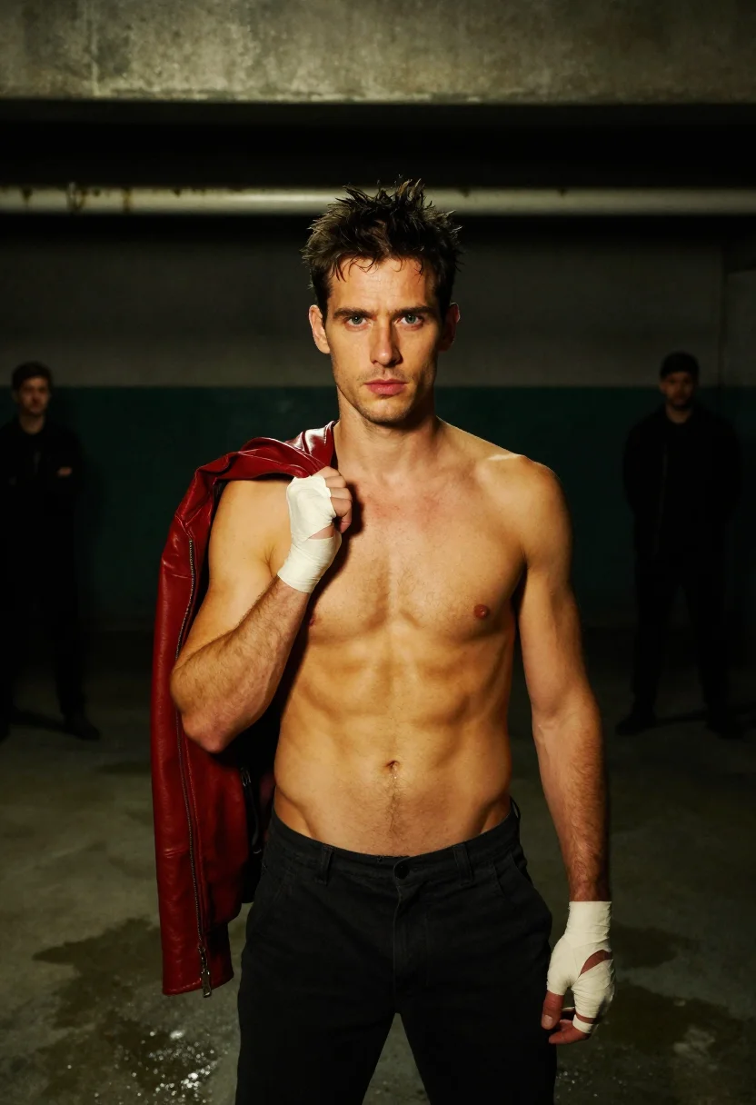 AI pitt fight club sample — portrait of a man, close half-length portrait of a Western-E
