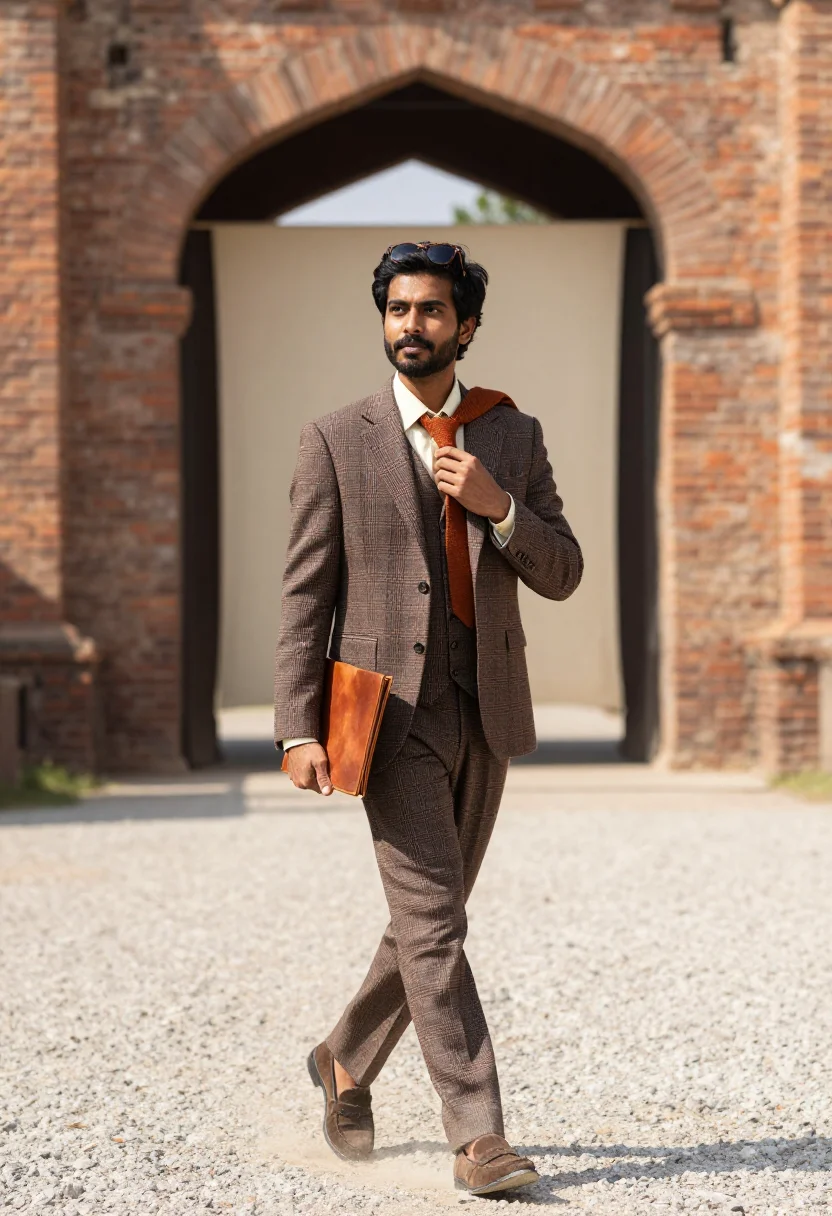 AI pitti peacock sample — portrait of a man, three-quarter-length portrait of an India