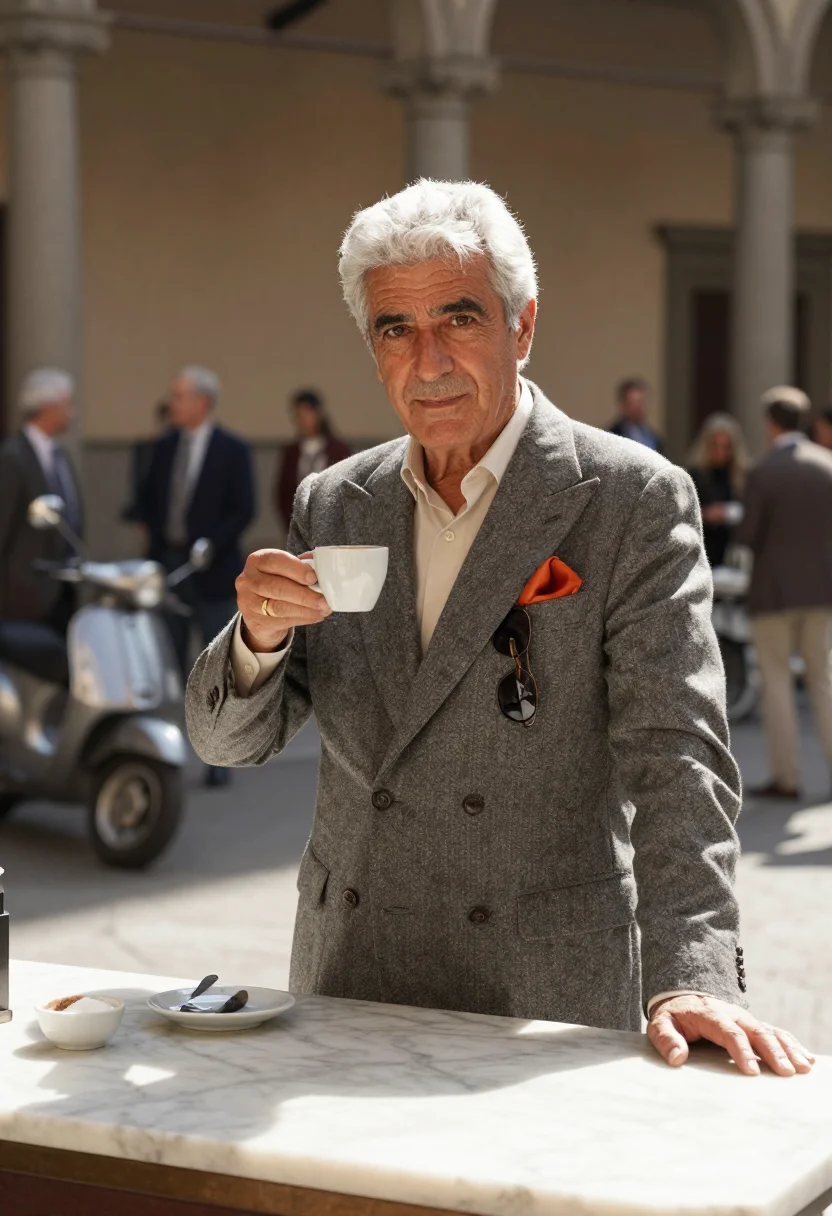 AI pitti peacock sample — portrait of a man, three-quarter-length portrait of a Wester