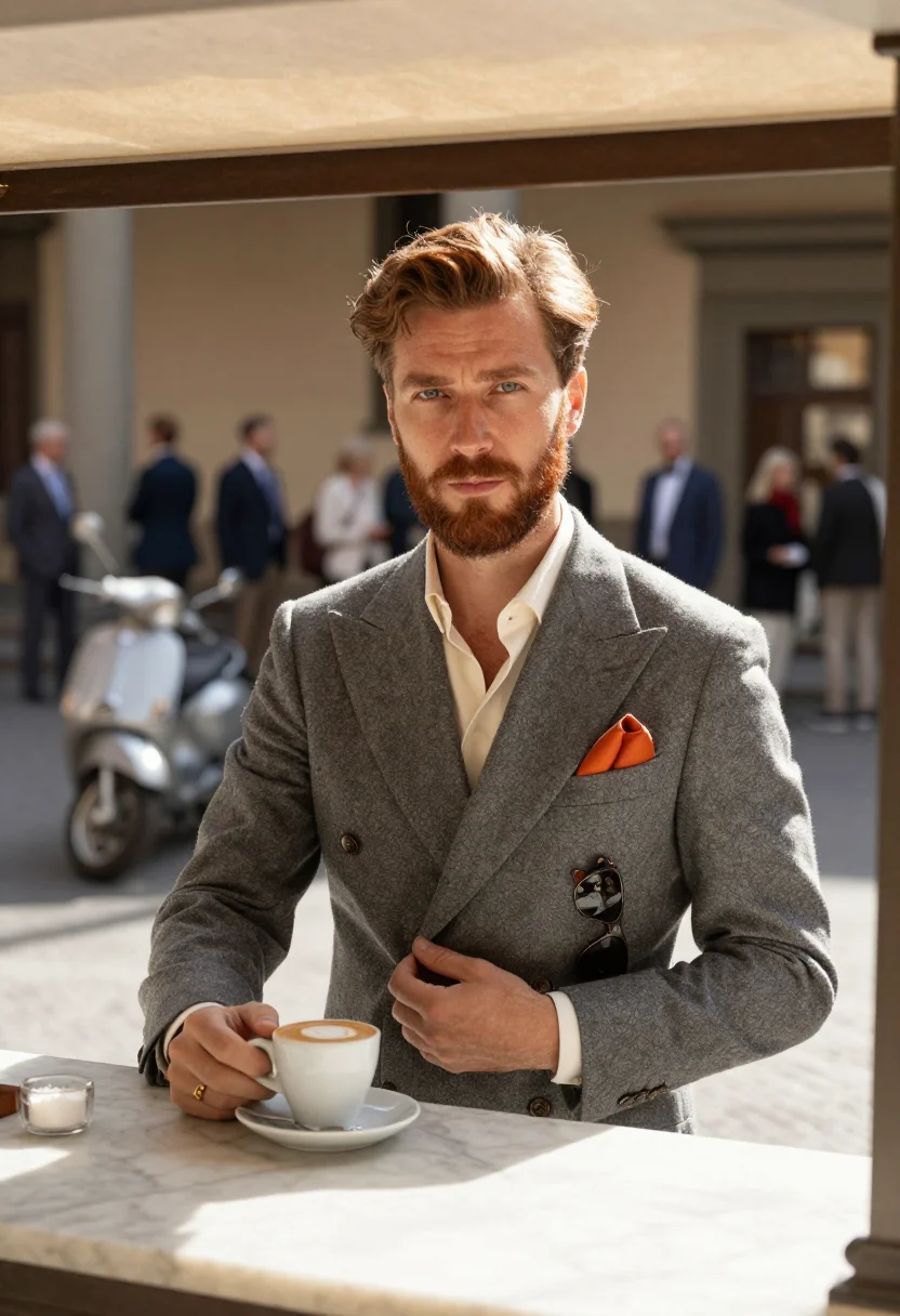 AI pitti peacock sample — portrait of a man, chest-up portrait of a Western-European m