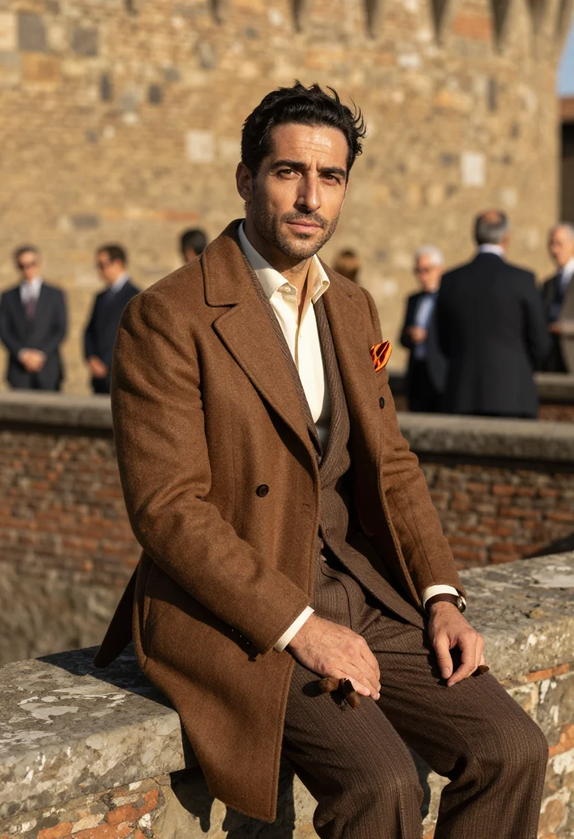 AI pitti peacock sample — portrait of a man, half-length portrait of a Western-Europea