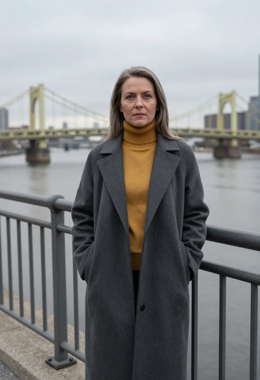 AI pittsburgh robotics bridge gold sample — portrait of a woman, half-length portrait of a Polish-Americ