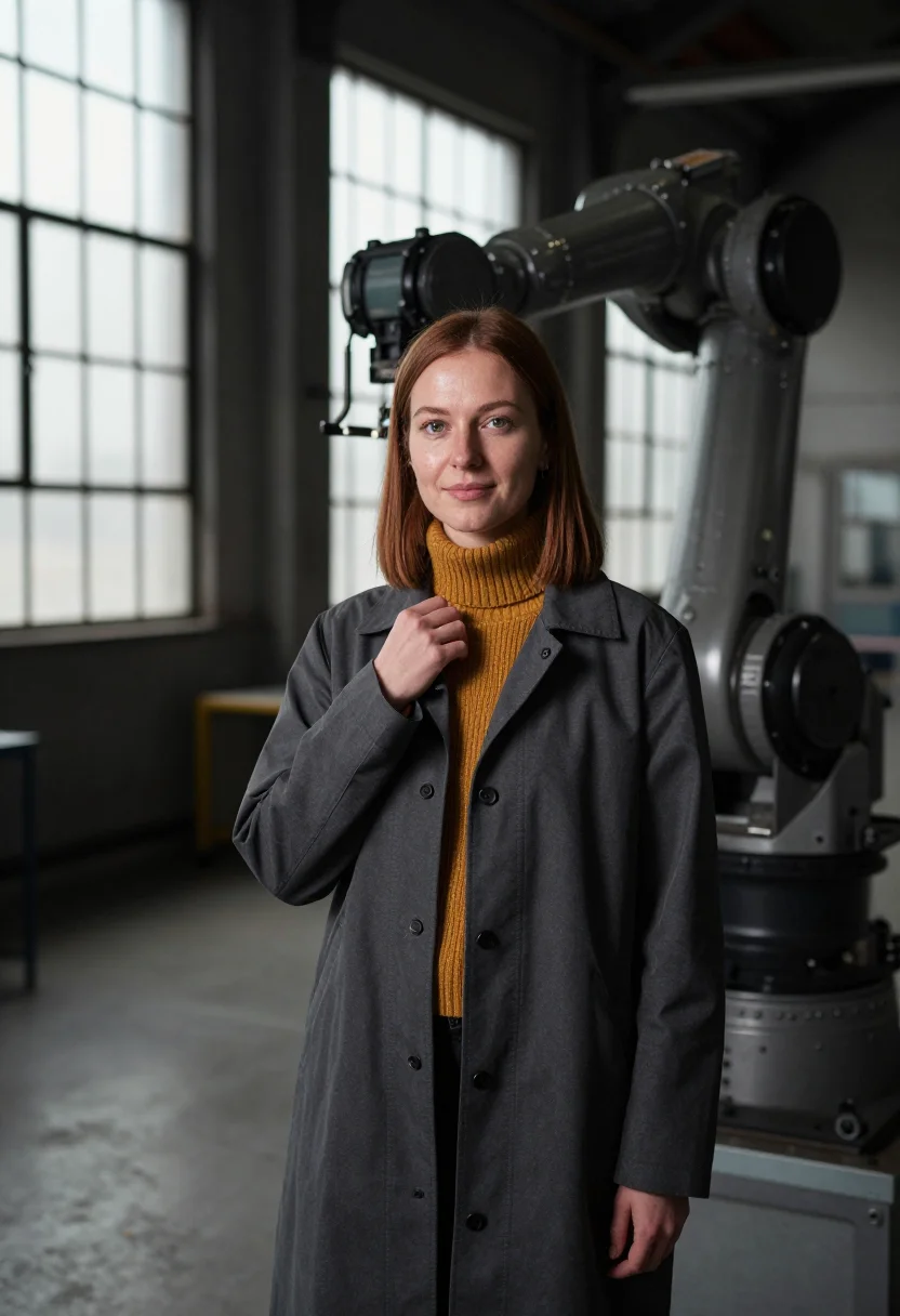 AI pittsburgh robotics bridge gold sample — portrait of a woman, chest-up portrait of a German-American