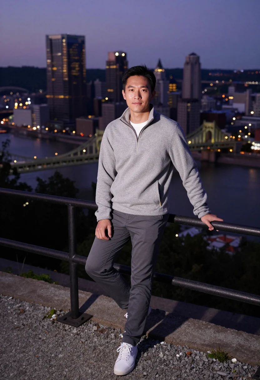 AI pittsburgh robotics sample — portrait of a man, full-length portrait of a Chinese-America