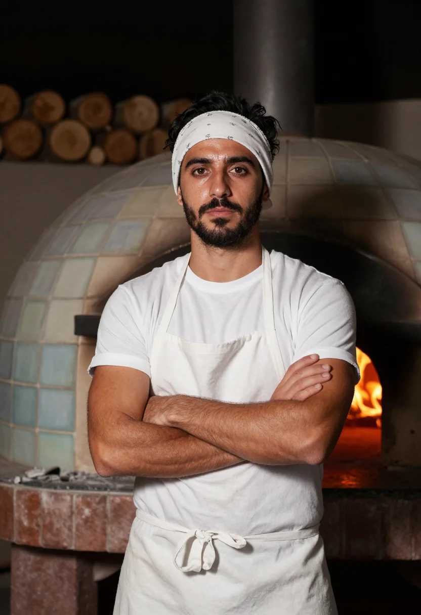 AI pizzaiolo napoli sample — portrait of a man, half-length portrait of a Neapolitan man