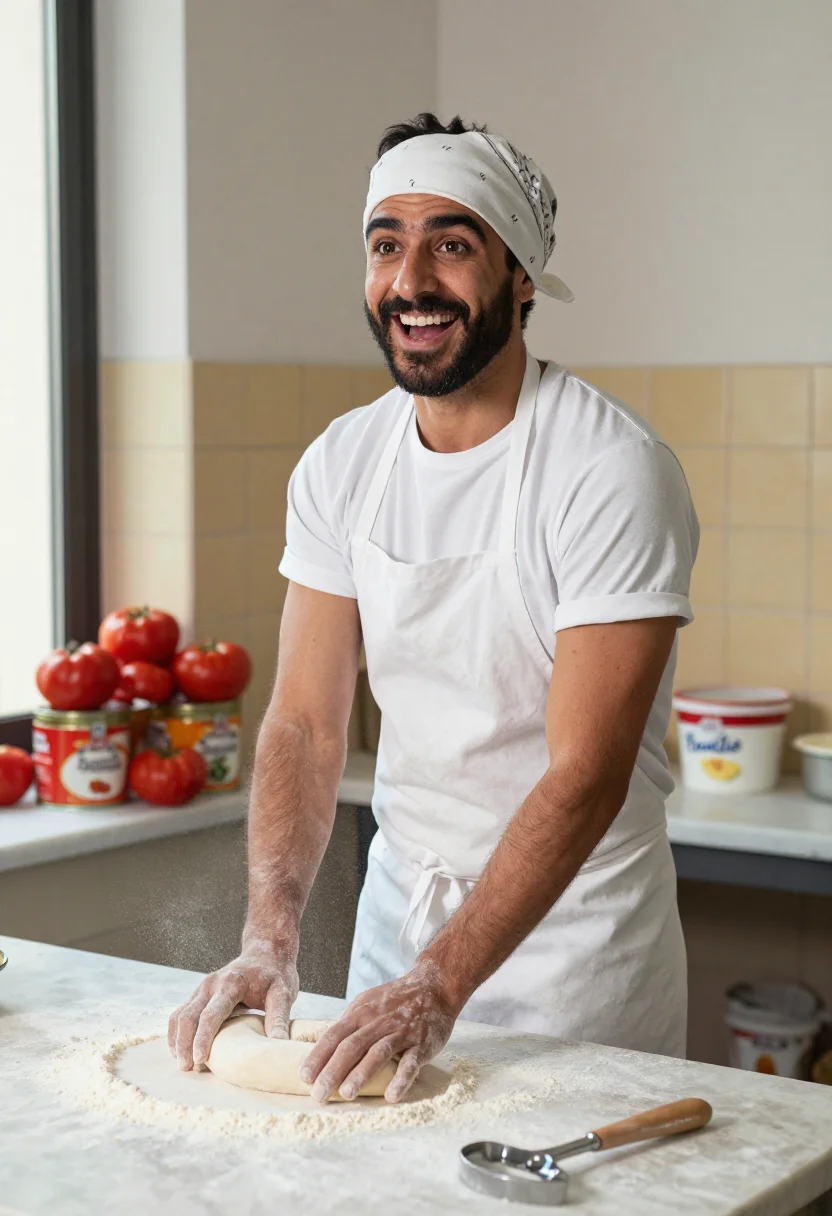 AI pizzaiolo napoli sample — portrait of a man, half-length portrait of a Neapolitan man