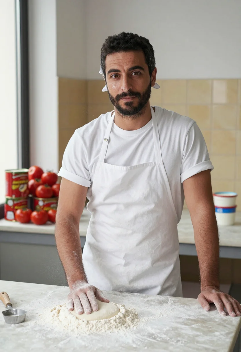 AI pizzaiolo napoli sample — portrait of a man, half-length portrait of a Neapolitan man
