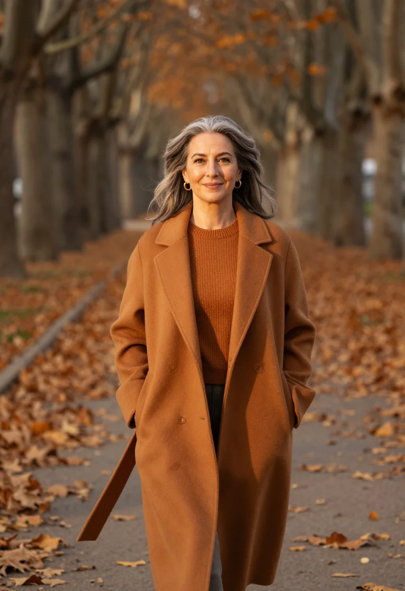 AI plane tree avenue headshot ochre sample — portrait of a woman, framed half-length from the head to the