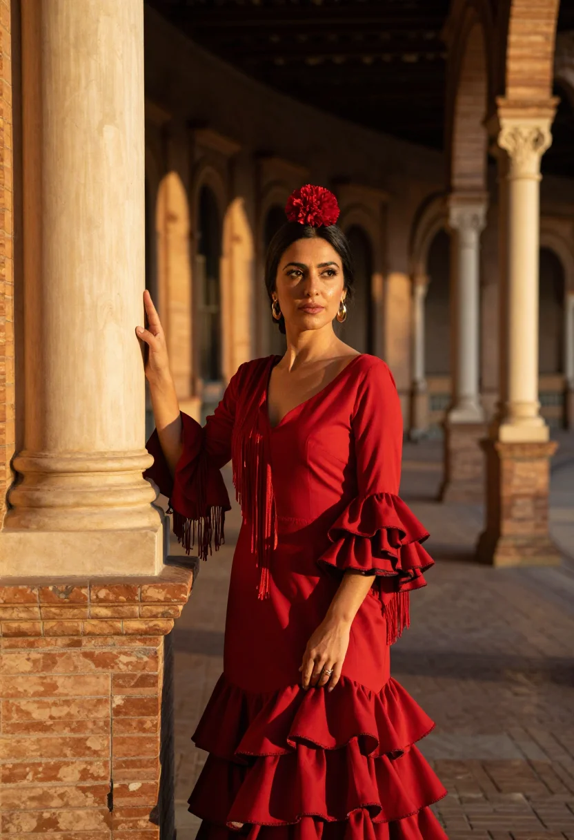 AI plaza de espana sample — portrait of a woman, three-quarter-length portrait of a Sout