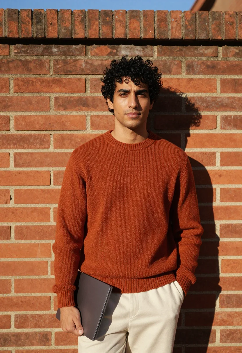 AI poblenou backend terracotta sky sample — portrait of a man, a Catalan man of Moroccan descent in his