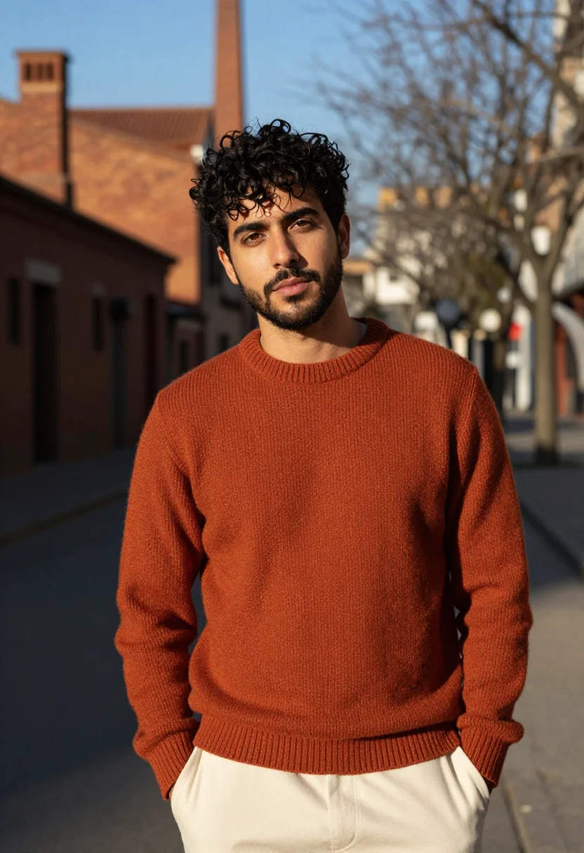 AI poblenou backend terracotta sky sample — portrait of a man, a Portuguese man in his early thirties wi