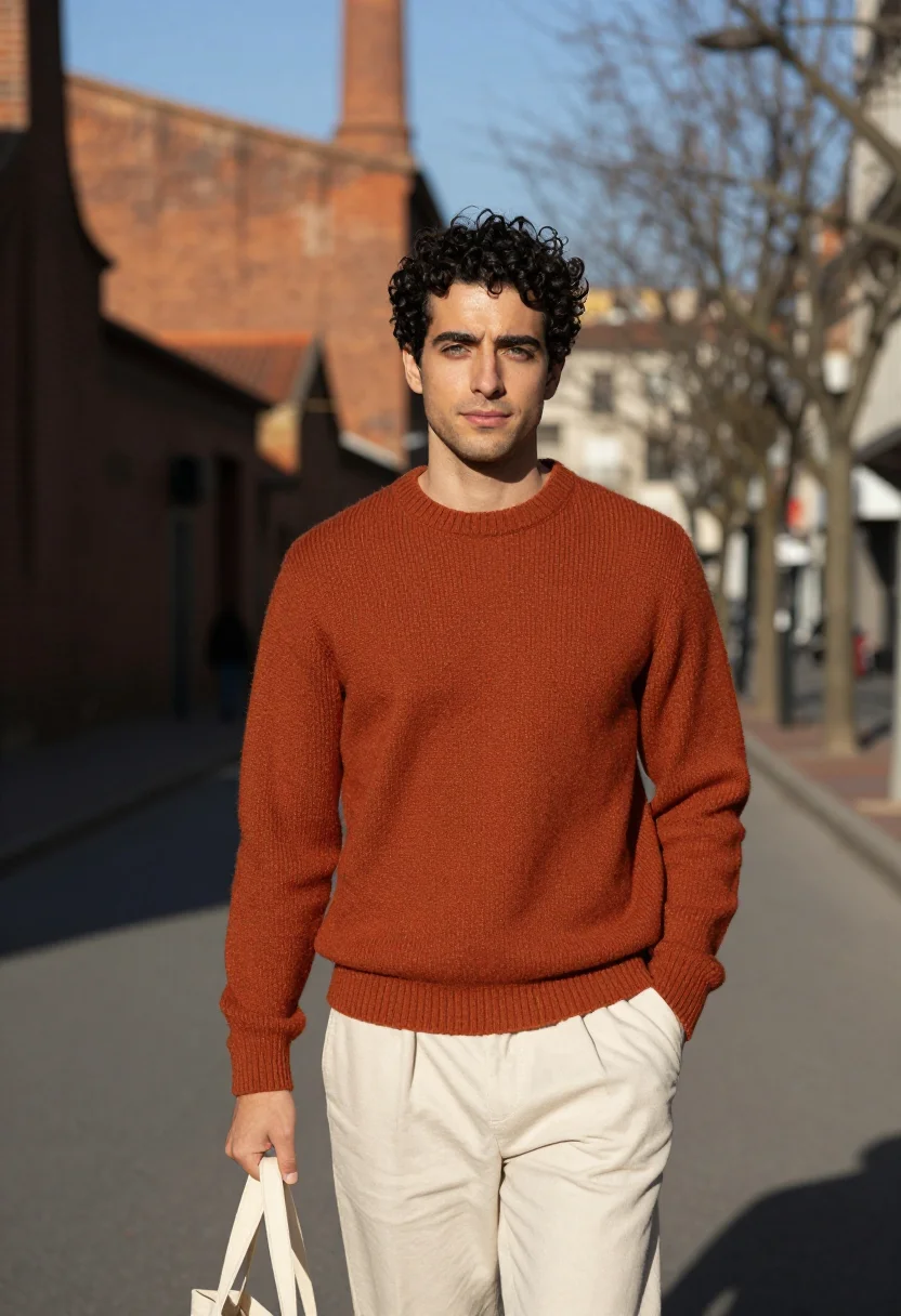 AI poblenou backend terracotta sky sample — portrait of a man, a Catalan man in his early thirties with