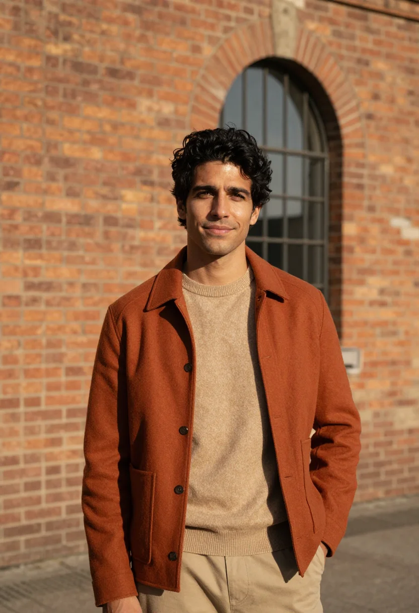 AI poblenou founder brick chimney sample — portrait of a man, framed half-length from the head to the h