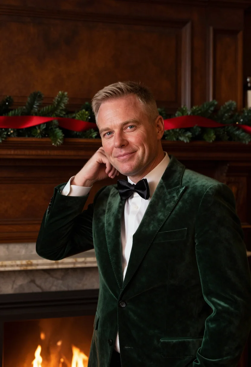 AI polo bar christmas sample — portrait of a man, close head-and-shoulders portrait of a We