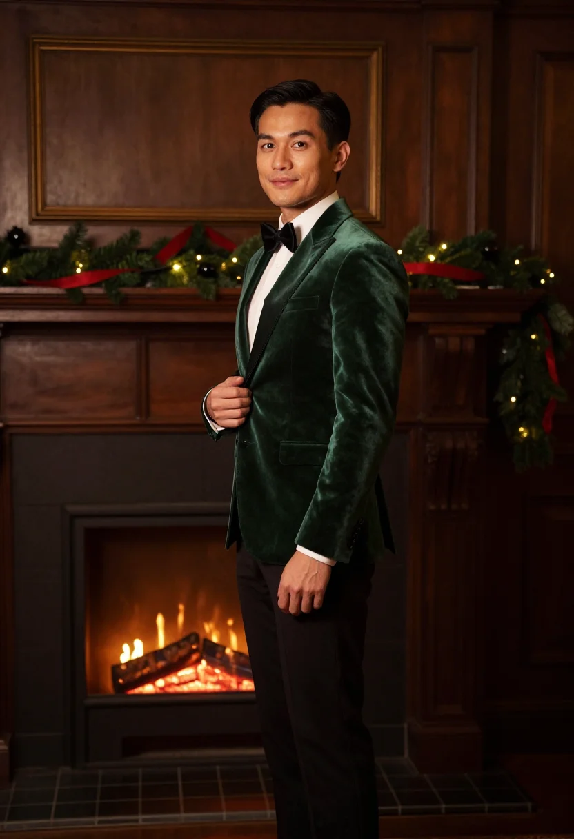 AI polo bar christmas sample — portrait of a man, three-quarter-length portrait of a man of