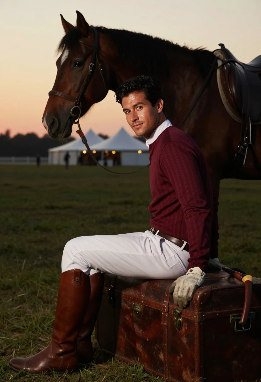 AI polo match sample — portrait of a man, seated three-quarter portrait of a Wester