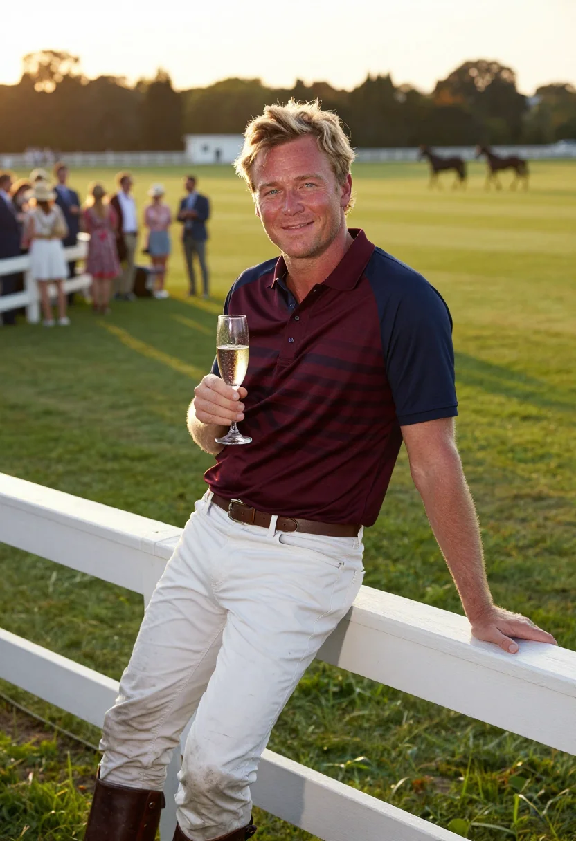 AI polo match sample — portrait of a man, waist-up portrait of a Western-European m