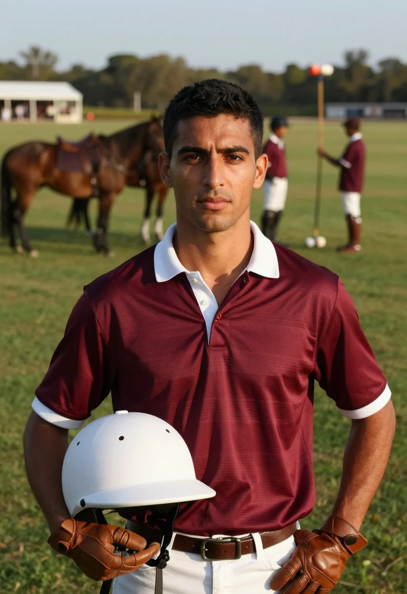 AI polo match sample — portrait of a man, chest-up portrait of a Western-European m
