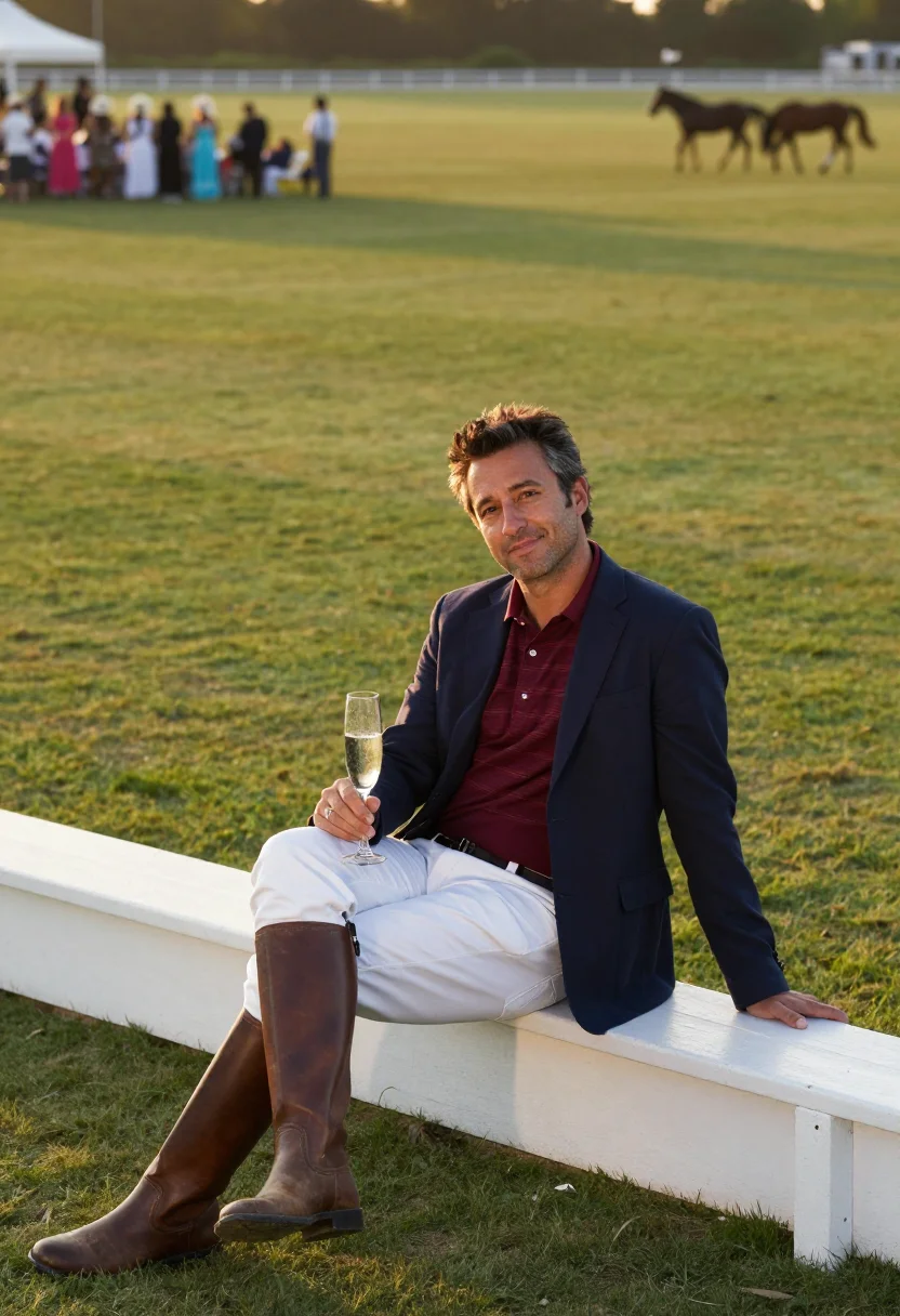 AI polo match sample — portrait of a man, full-length portrait of a Western-Europea