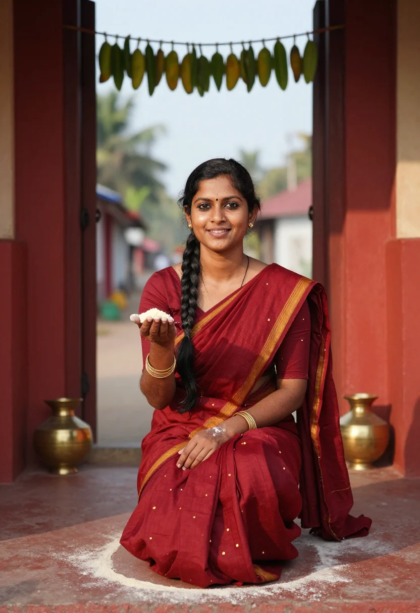 AI pongal sample — portrait of a woman, close bust portrait of a Tamil South-As