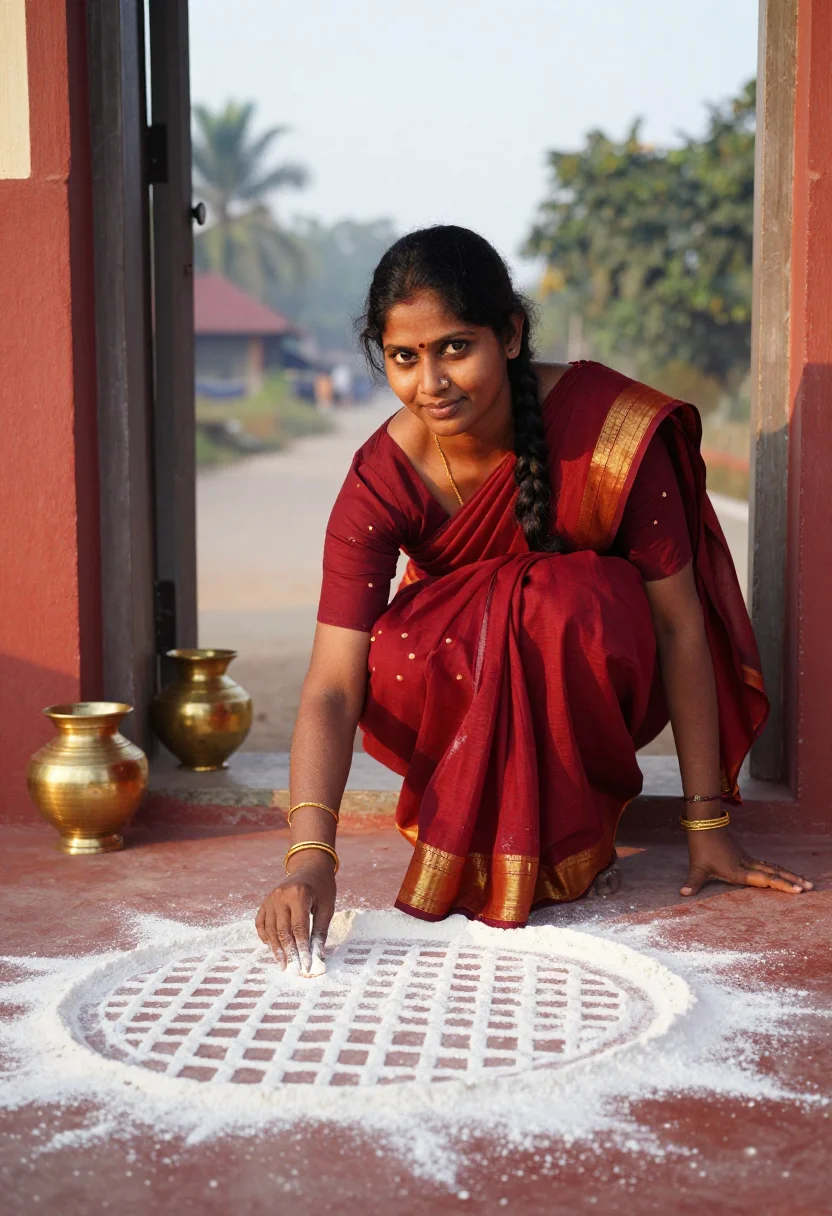 AI pongal sample — portrait of a woman, half-length portrait of a Tamil South-A