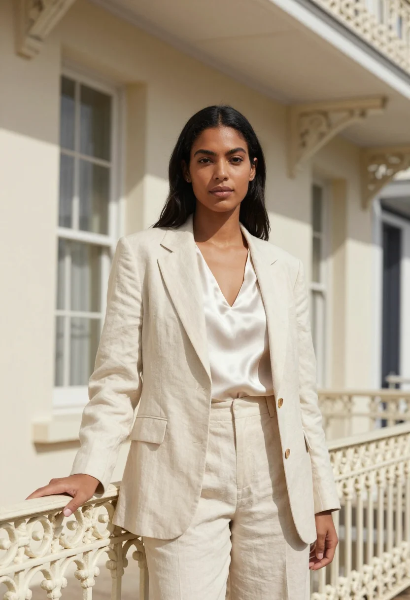 AI port elizabeth architect victorian seafront cream sample — portrait of a woman, a Cape Malay architect in her late twen