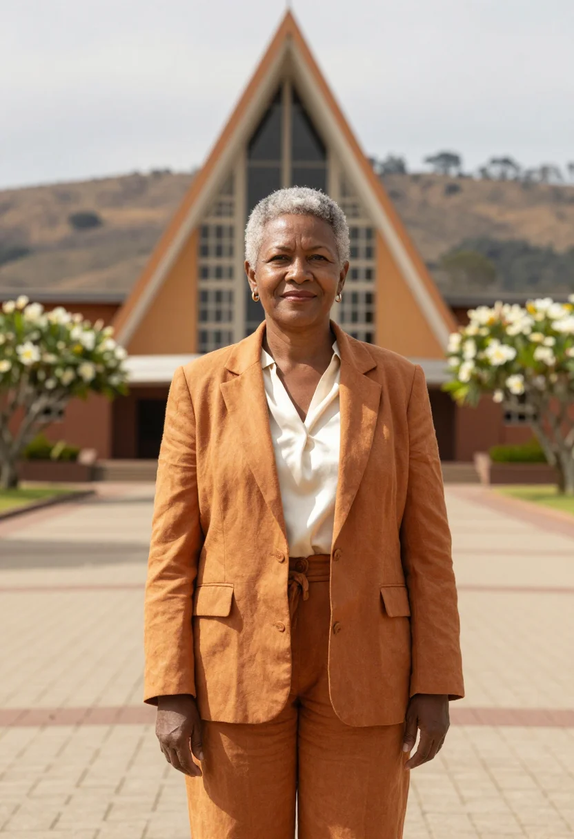 AI port moresby architect haus tambaran ochre sample — portrait of a woman, an architect in her sixties of Papua Ne