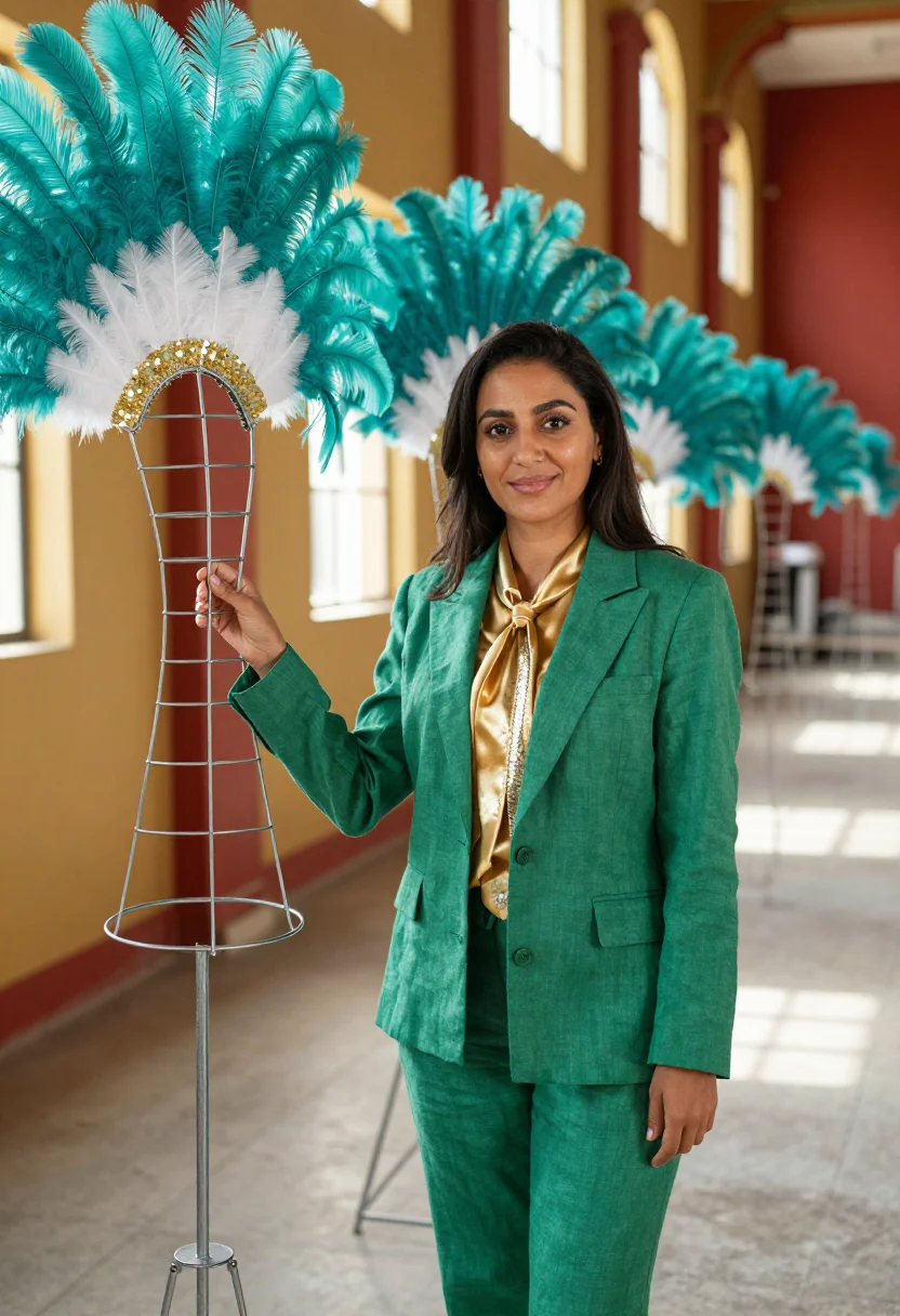 AI port of spain carnival designer palette sample — portrait of a woman, a Syrian-Trinidadian costume designer i