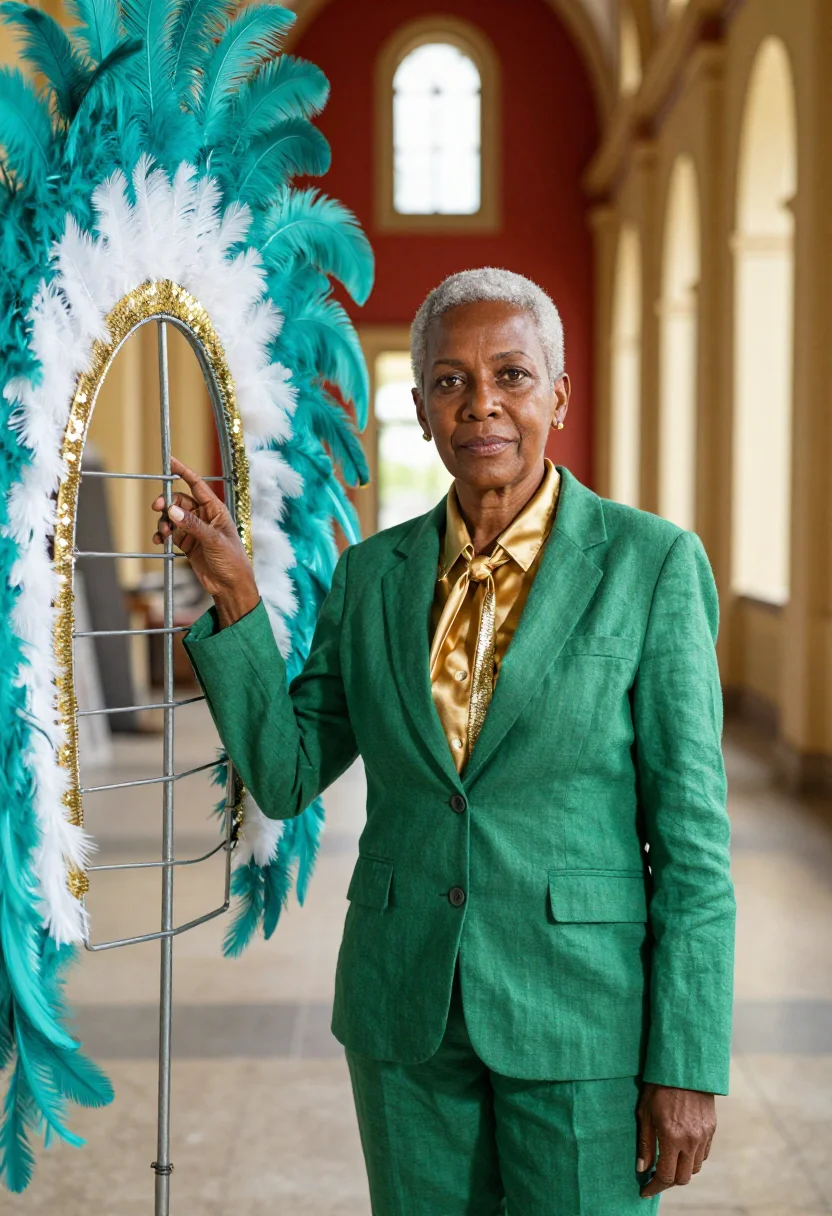 AI port of spain carnival designer palette sample — portrait of a woman, a French Creole Trinidadian costume des