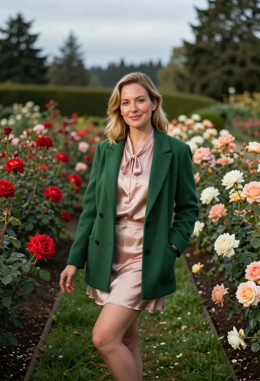 AI portland rose garden curator palette sample — portrait of a woman, of English descent, in her late thirtie