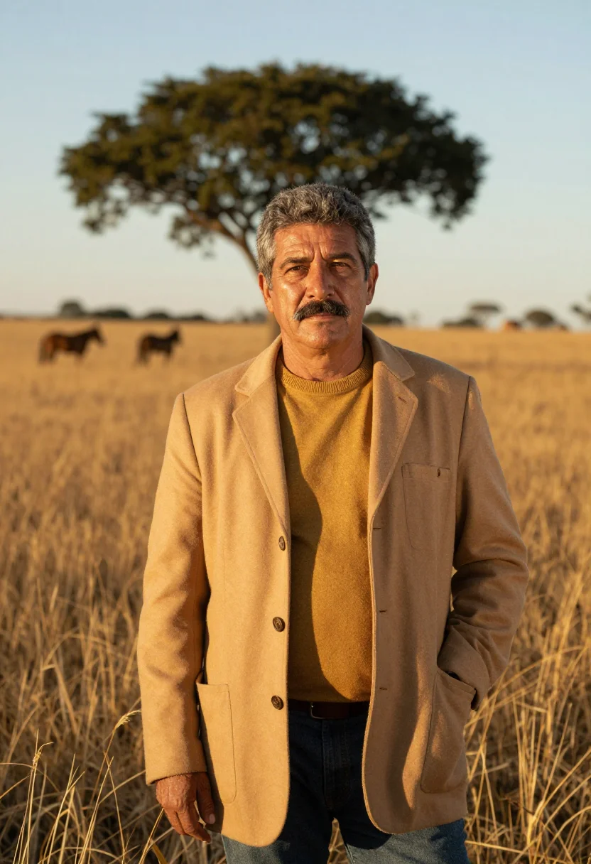AI porto alegre gaucho estate director pampa gold sample — portrait of a man, a gaúcho Brazilian estate director of Spa
