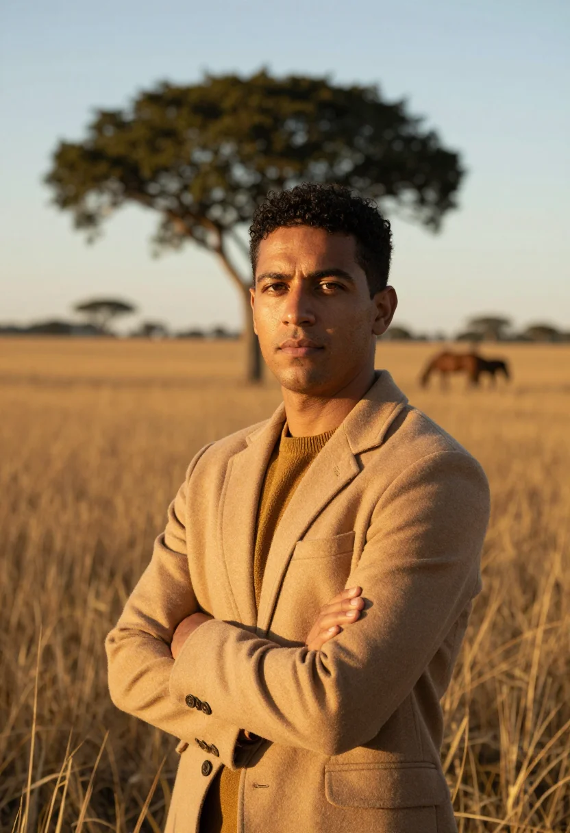 AI porto alegre gaucho estate director pampa gold sample — portrait of a man, a pardo Brazilian estate director in his