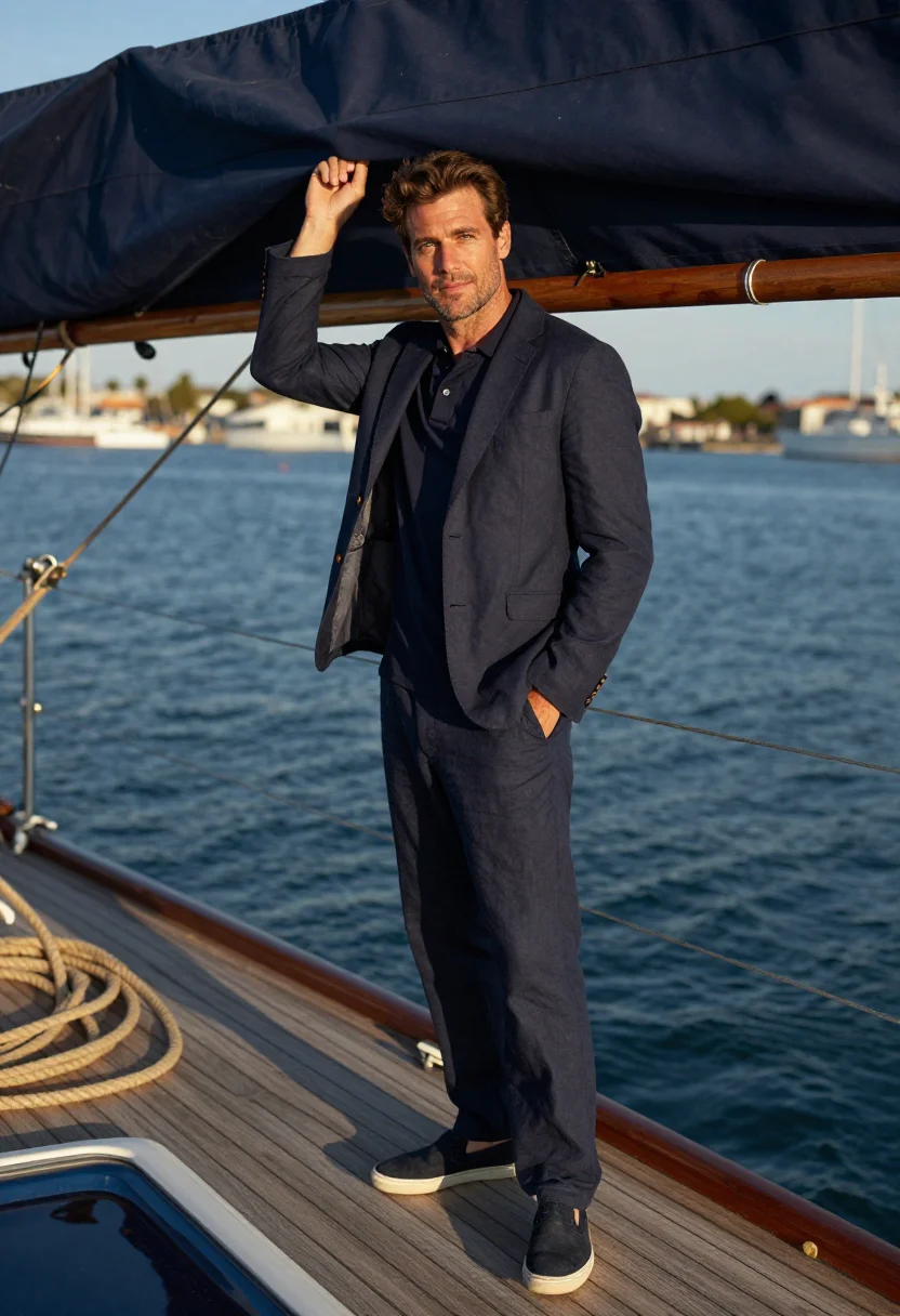 AI portofino navy sample — portrait of a man, full-length portrait of a Western-Europea